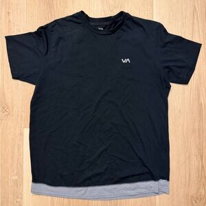 RVCA Black and Gray Men's Short Sleeve Tee